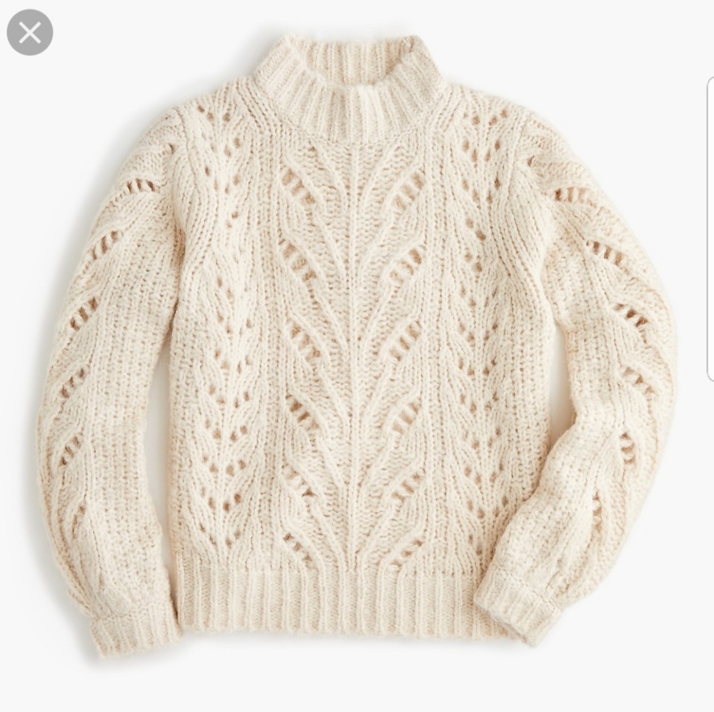 J Crew Point Sur Pointelle Crewneck Sweater